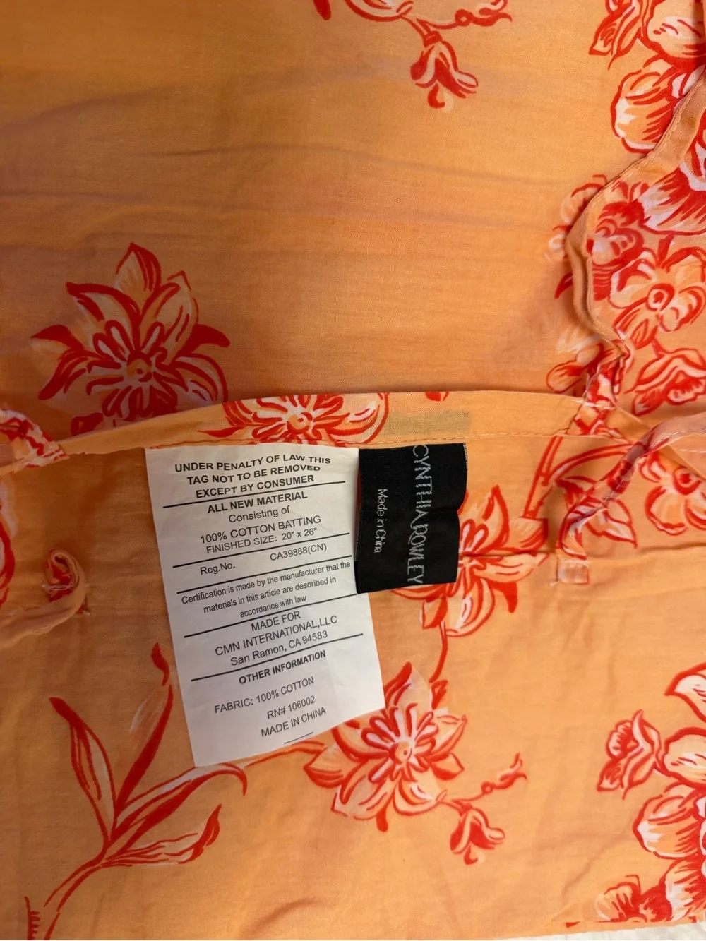 Cynthia Rowley Yellow & Blue Floral Patchwork Quilted Pillow Cover